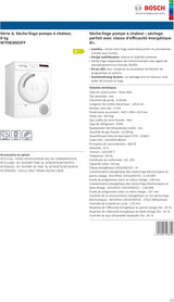 Bosch WTN85V07FF Sèche linge à condensation Série 4 - Silencieux - Pose Libre - 7kg - 112 L - Blanc