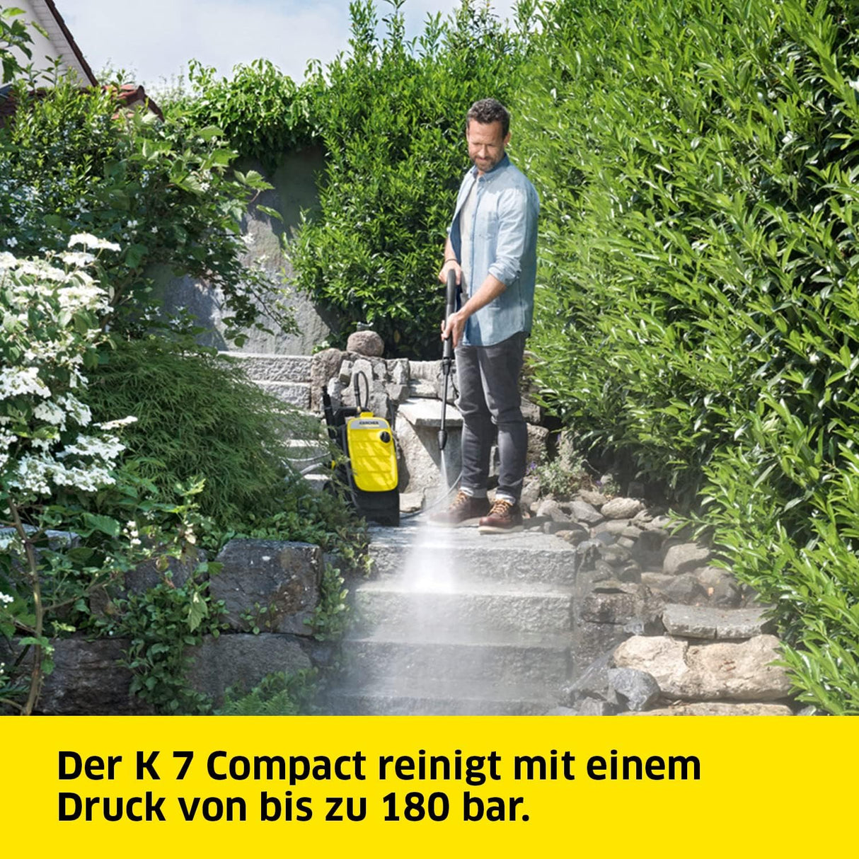 Nettoyeur haute pression Karcher K 7 Premium Smart Control Flex Home - 180 bars - 600 L/h - connecté - tambour enrouleur - brosse terrasse