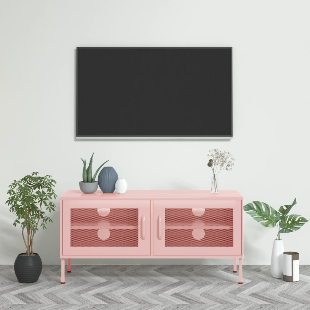 Meuble TV en acier rose