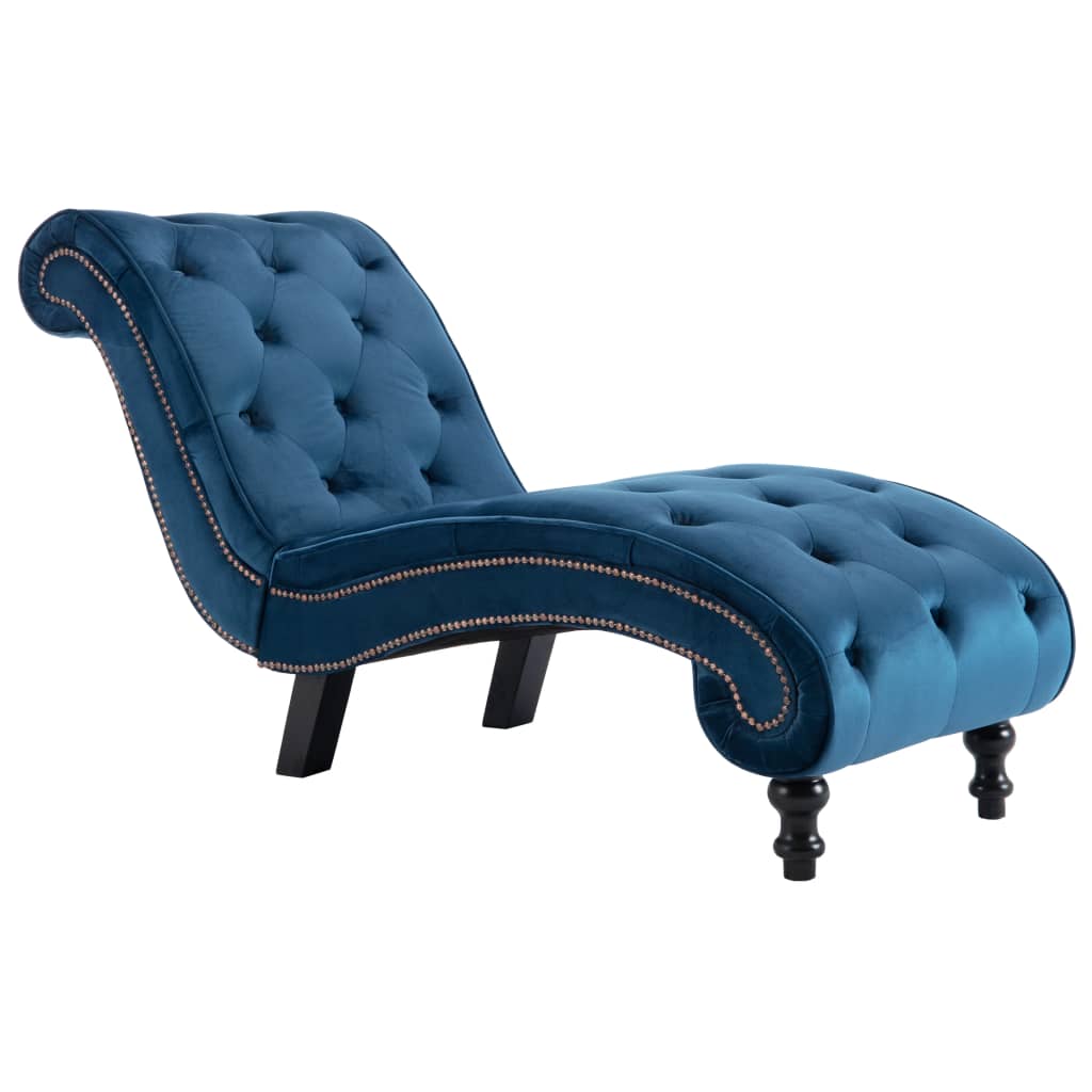 Chaise longue en velours bleu