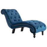 Chaise longue en velours bleu