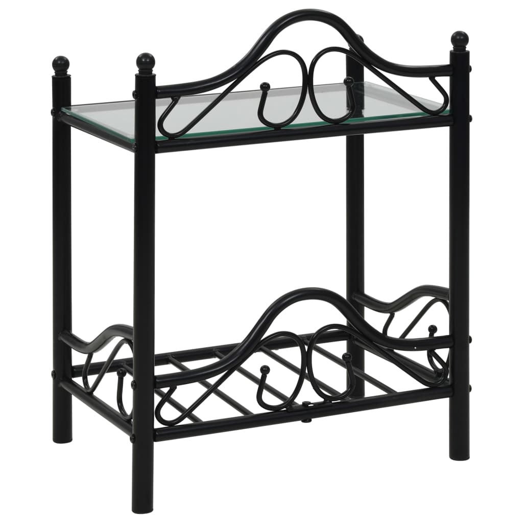 Table de chevet en acier et verre
