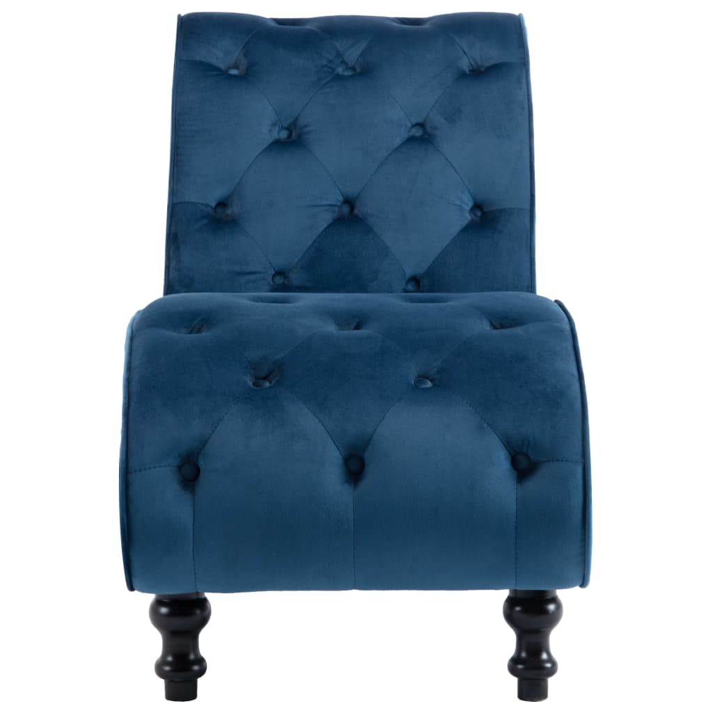 Chaise longue en velours bleu