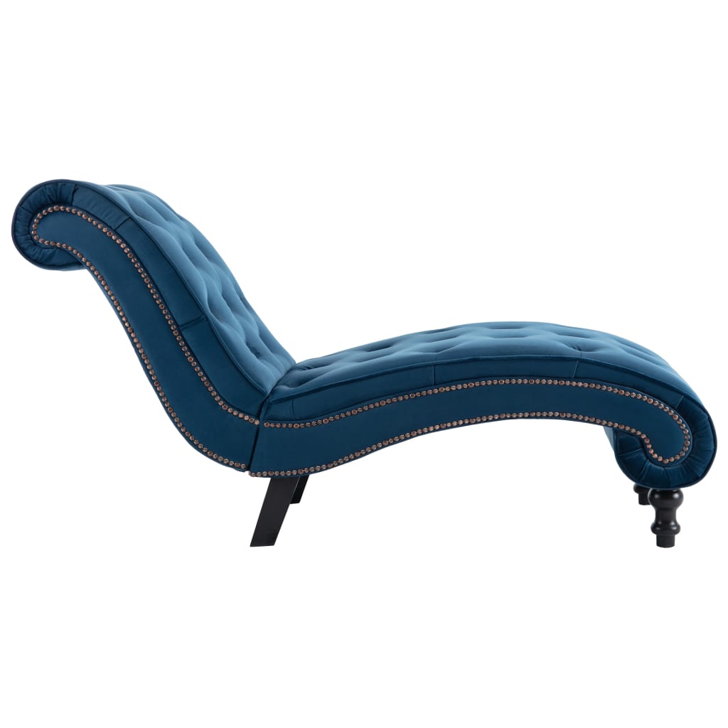 Chaise longue en velours bleu