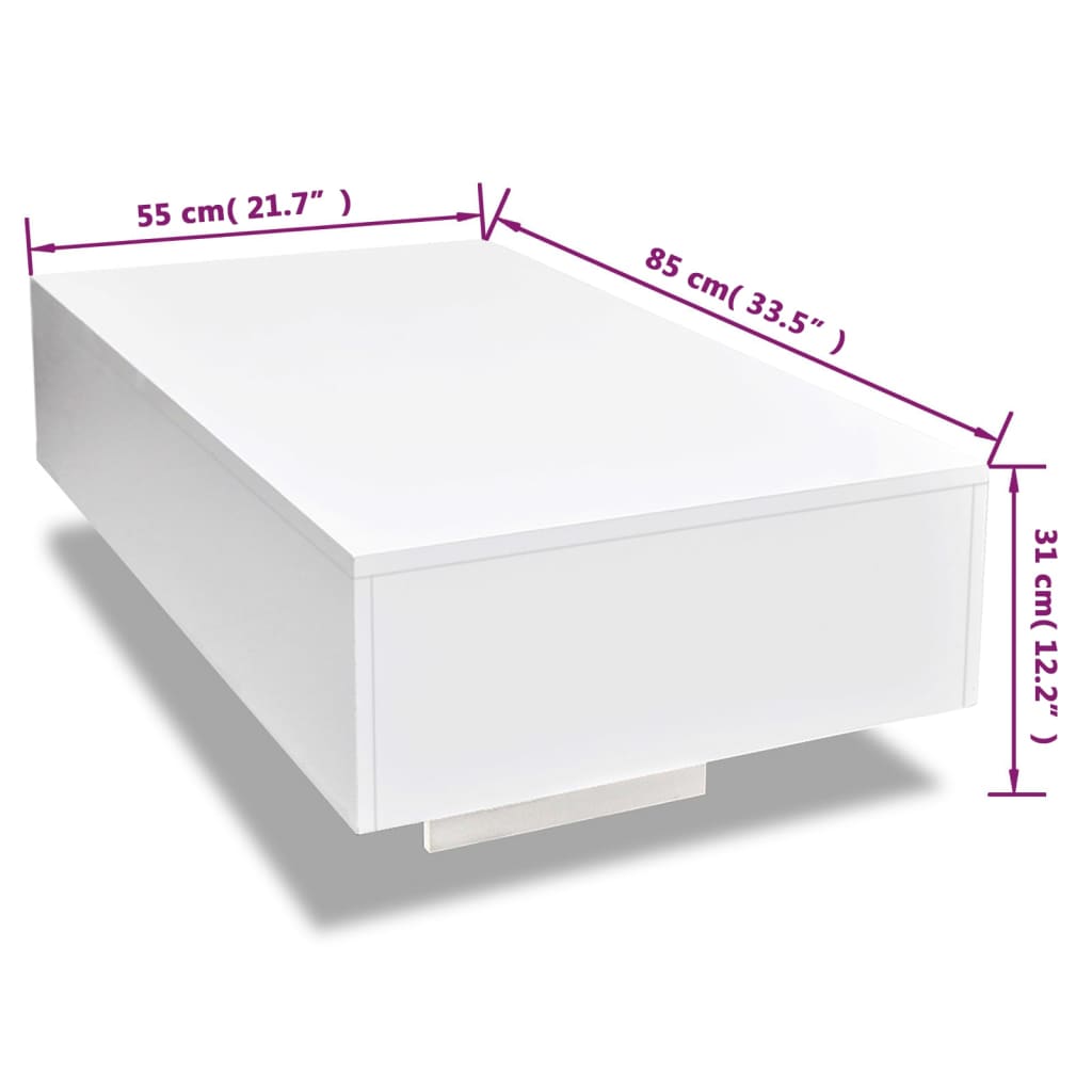Table basse blanc brillant MDF