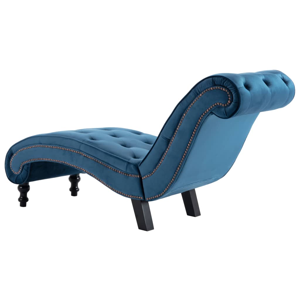 Chaise longue en velours bleu