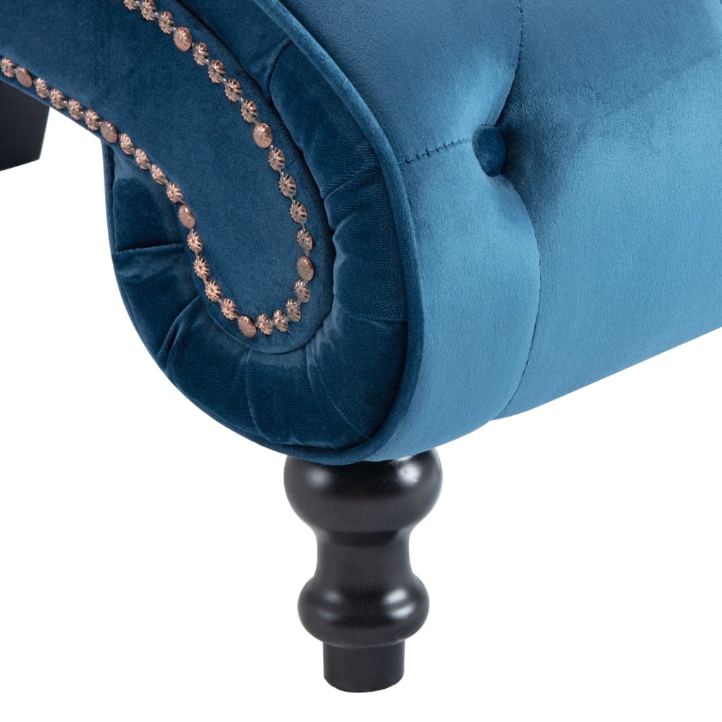 Chaise longue en velours bleu