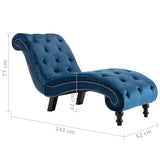 Chaise longue en velours bleu